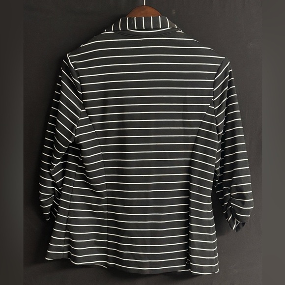 Dressbarn striped black/white 3/4 sleeve blazer jacket Size Large - Picture 2 of 3